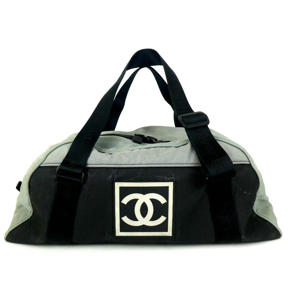 Chanel XL Beige CC Logo Sports Duffle Boston Gym Bag 27cz427s  eBay